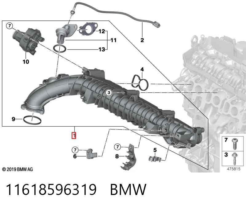 11618596319 BMW Tubo coletor de admissão