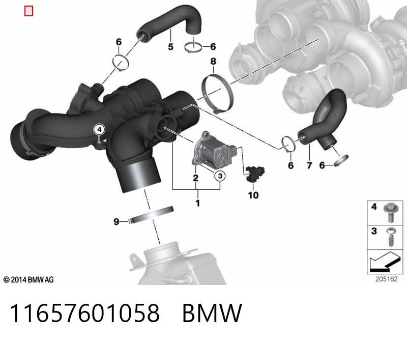 11657601058 BMW Convertidor de pressão (solenoide) de supercompressão