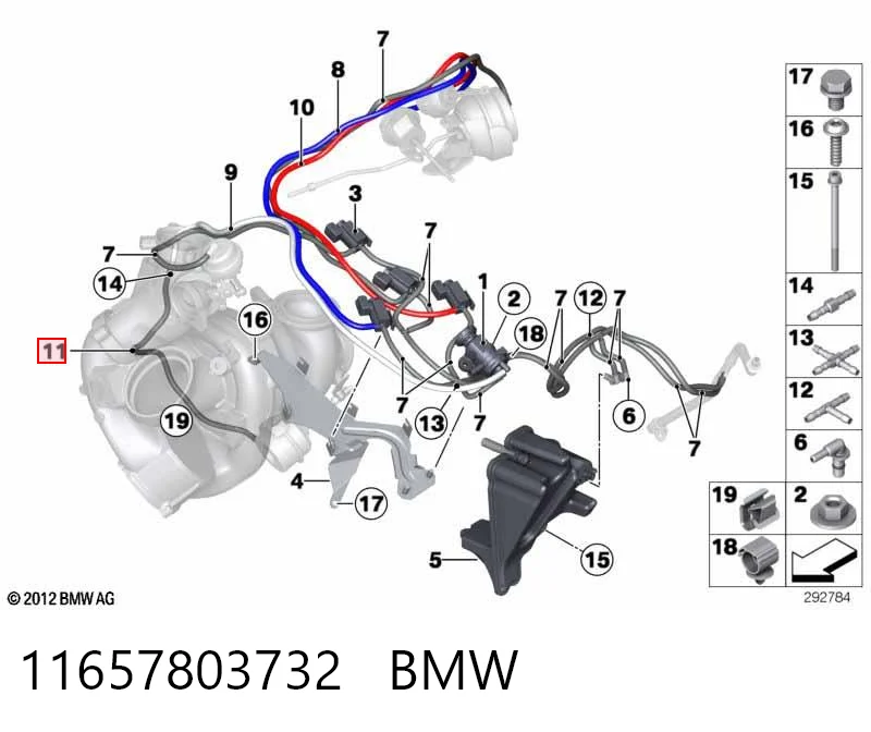 11657803732 BMW Cano derivado de ventilação de cárter (de separador de óleo)