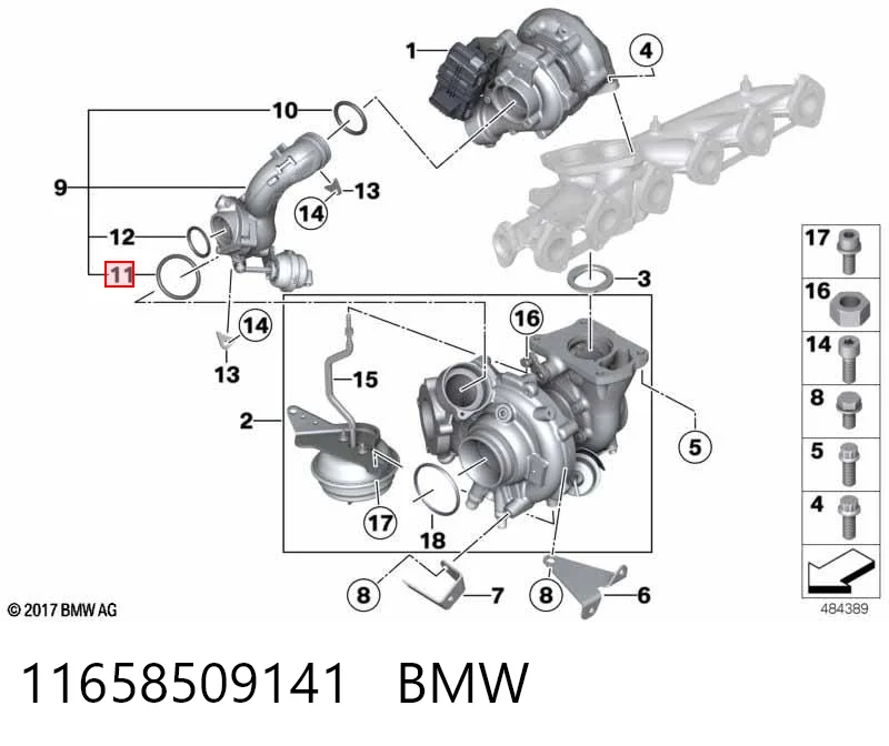 11658509141 BMW Anel de cano derivado de turbina, de ar comprimido