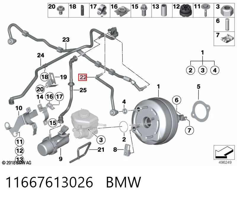 11667613026 BMW Tubo de impulsionador de vácuo dos freios