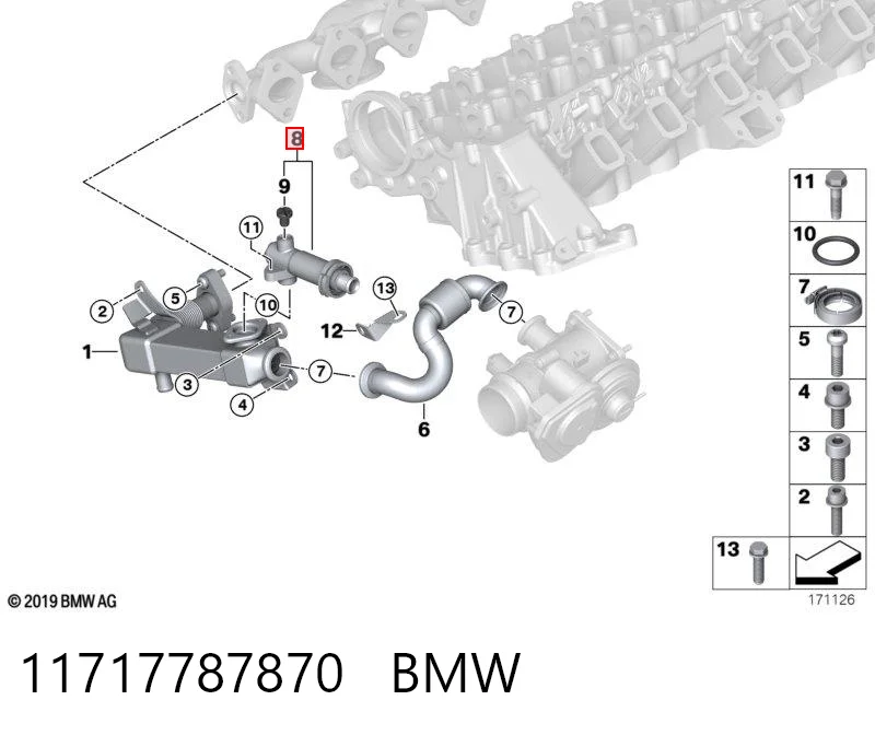 11717787870 BMW Termostato do sistema EGR