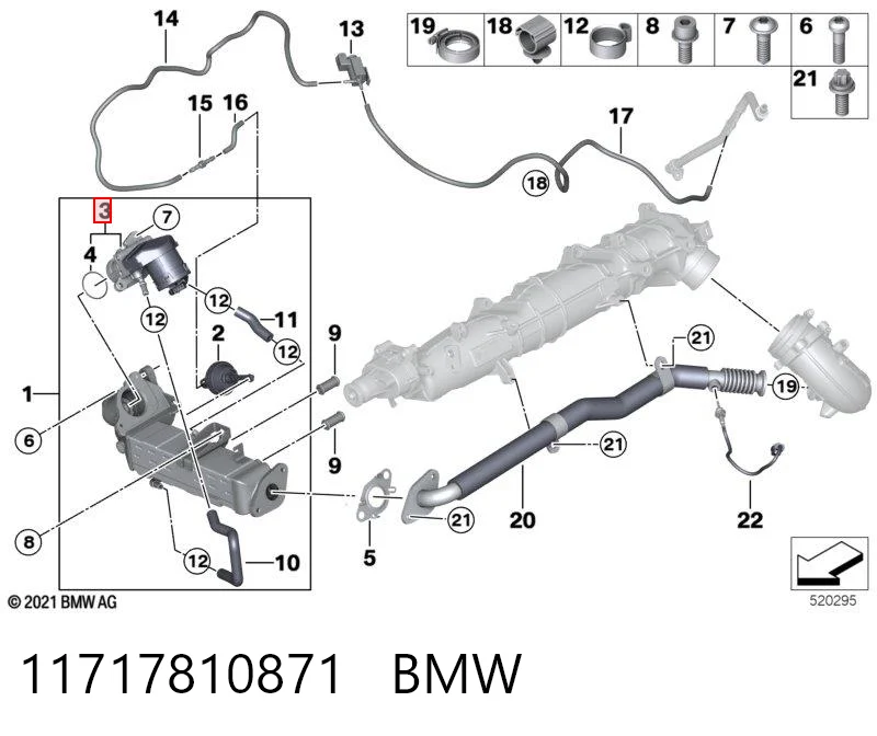 11717810871 BMW Válvula EGR de recirculação dos gases