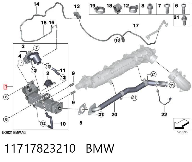 11717823210 BMW Radiador do sistema EGR de recirculação dos gases de escape