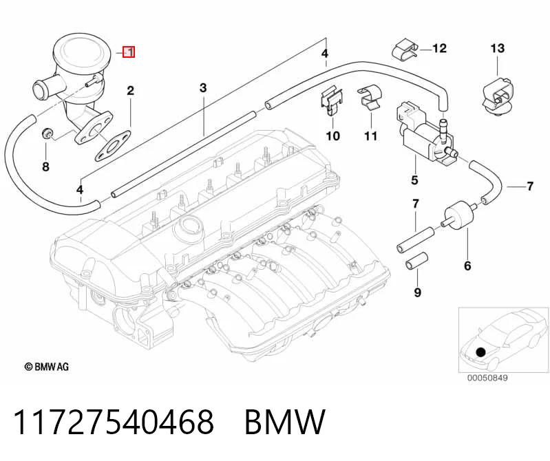 11727540468 BMW Válvula de fornecimento de ar secundário