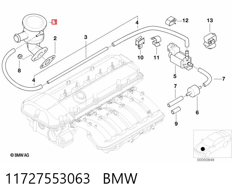 11727553063 BMW Válvula de fornecimento de ar secundário