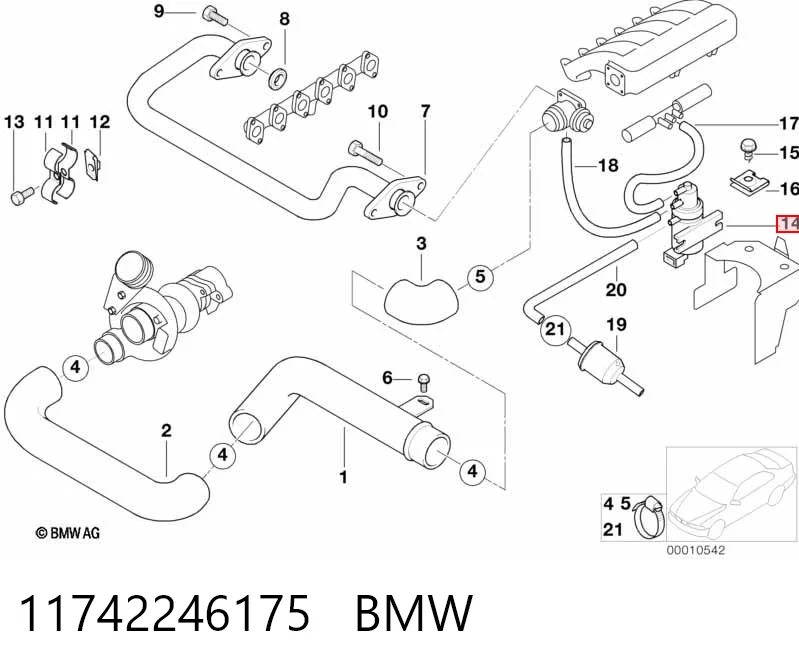 11742246175 BMW Convertidor de pressão (solenoide) de supercompressão