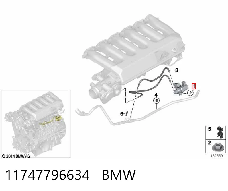 11747796634 BMW Convertidor de pressão (solenoide) de supercompressão