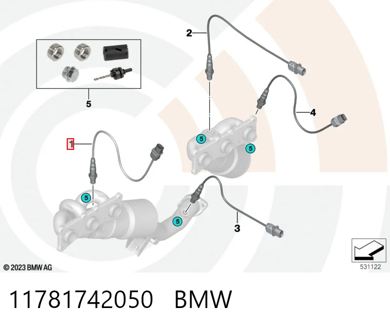 11781742050 BMW Sonda lambda, sensor esquerdo de oxigênio até o catalisador