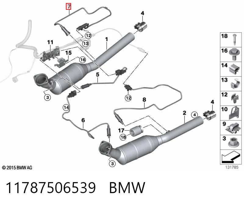 11787506539 BMW Sonda lambda, sensor direito de oxigênio depois de catalisador