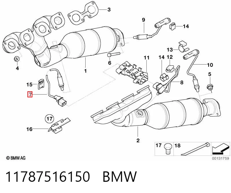 11787516150 BMW Sonda lambda, sensor esquerdo de oxigênio até o catalisador
