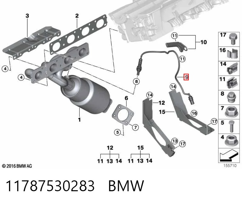 11787530283 BMW Sonda lambda, sensor de oxigênio até o catalisador