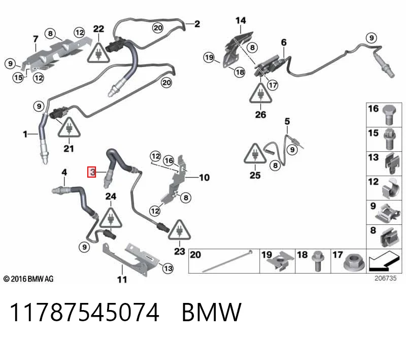11787545074 BMW Sonda lambda, sensor de oxigênio depois de catalisador