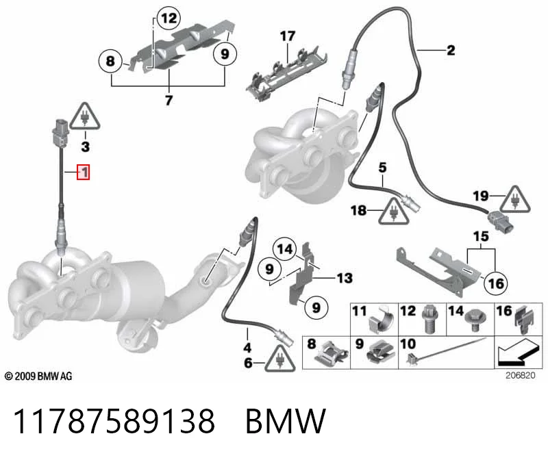 11787589138 BMW Sonda lambda, sensor de oxigênio até o catalisador