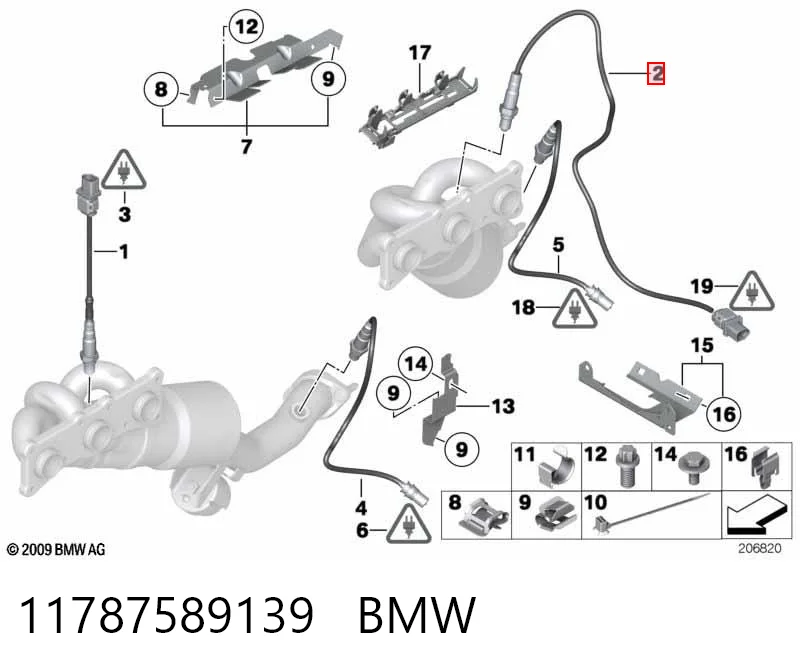 11787589139 BMW Sonda lambda, sensor de oxigênio até o catalisador
