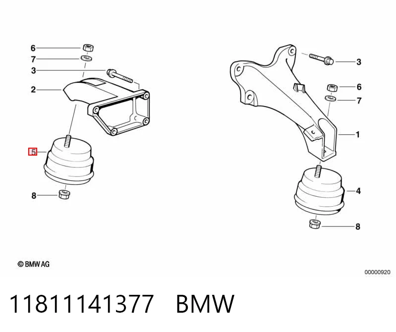 11811141377 BMW Coxim (suporte) esquerdo/direito de motor