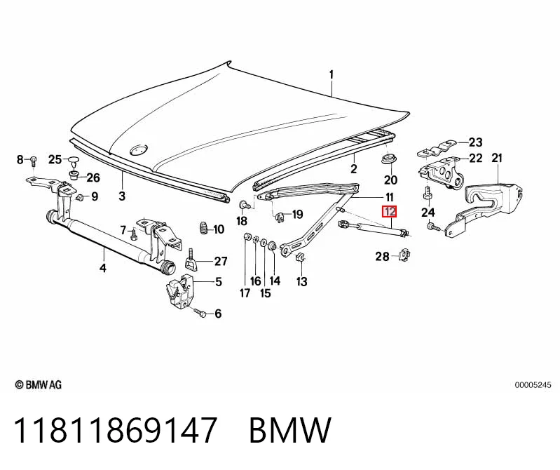 Amortecedor da capota BMW 7  E32 ao melhor preço
