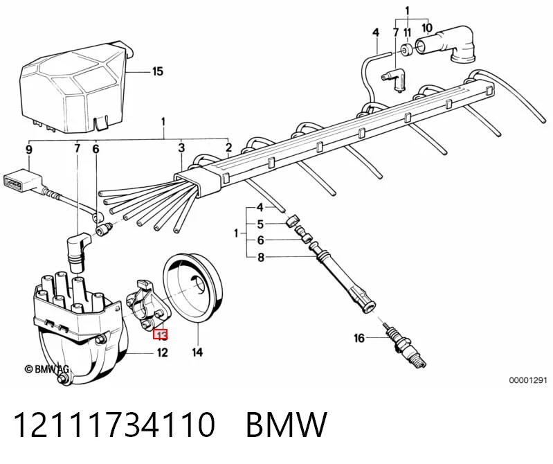 12111734110 BMW Slider (rotor) de distribuidor de ignição, distribuidor