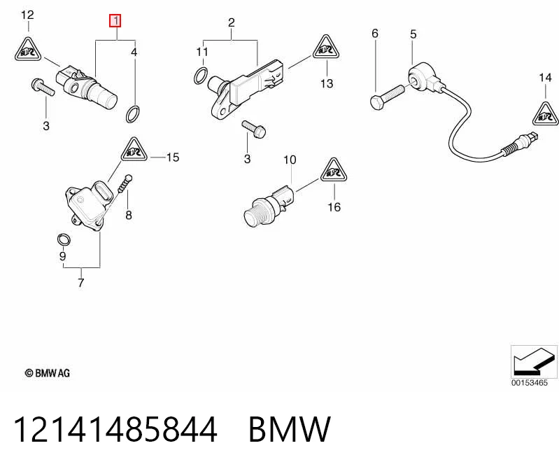 12141485844 BMW Sensor de posição (de revoluções) de cambota
