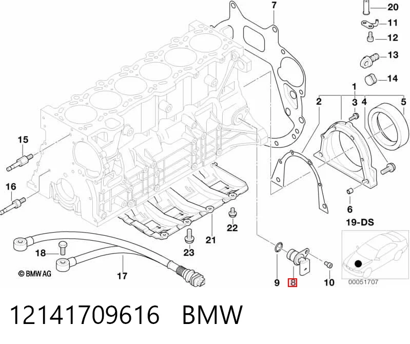 12141709616 BMW Sensor de posição (de revoluções) de cambota