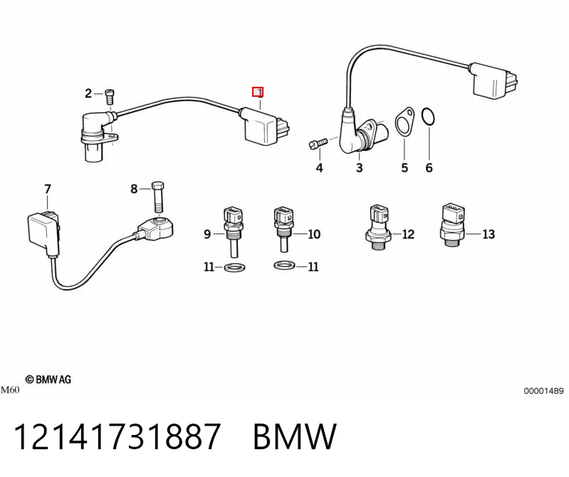 12141731887 BMW Sensor de posição (de revoluções) de cambota