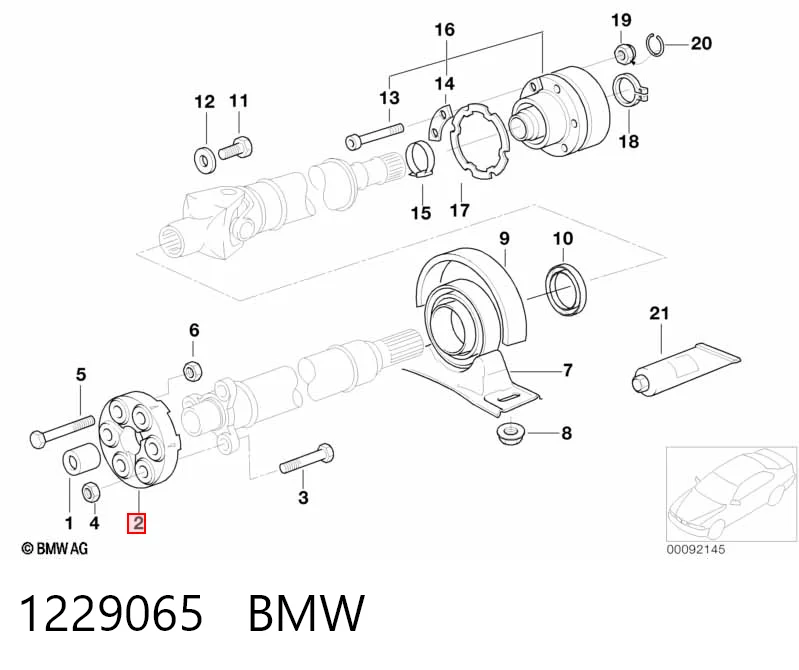1229065 BMW Acoplamento elástico dianteiro do veio de transmissão