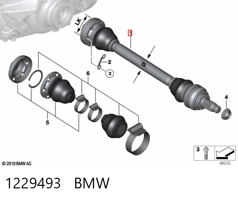 1229493 BMW Semieixo traseiro esquerdo