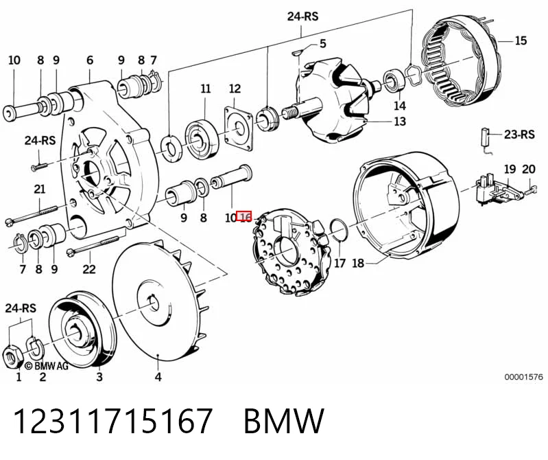  Eixo de diodos do gerador Mercedes S sedan (W126) (1979 - 1991) 