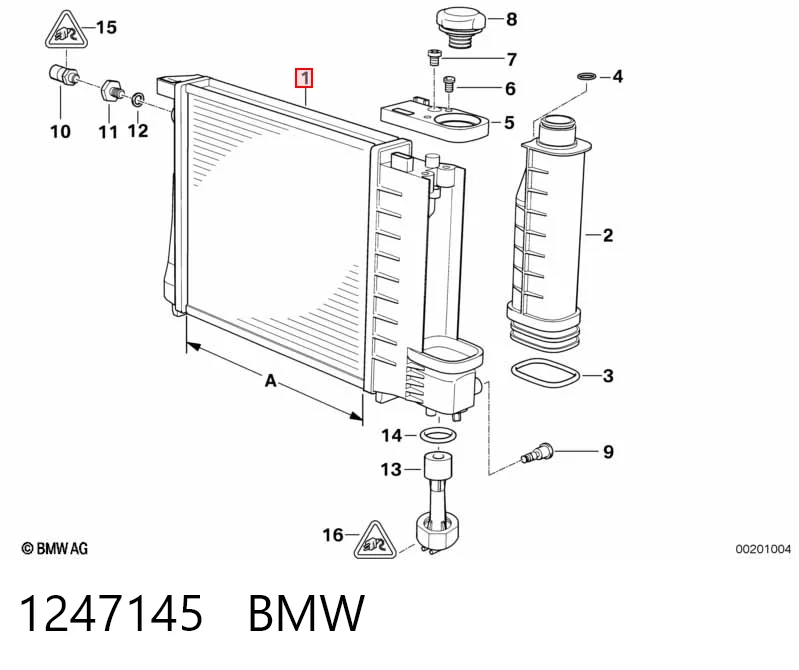 1247145 BMW Radiador de esfriamento de motor