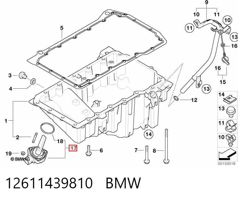 12611439810 BMW Sensor do nível de óleo de motor