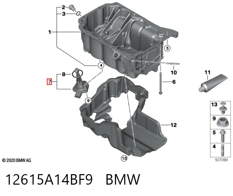 Sensor do nível de óleo de motor BMW 3  G21, G81