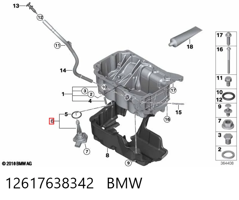 12617638342 BMW Sensor do nível de óleo de motor