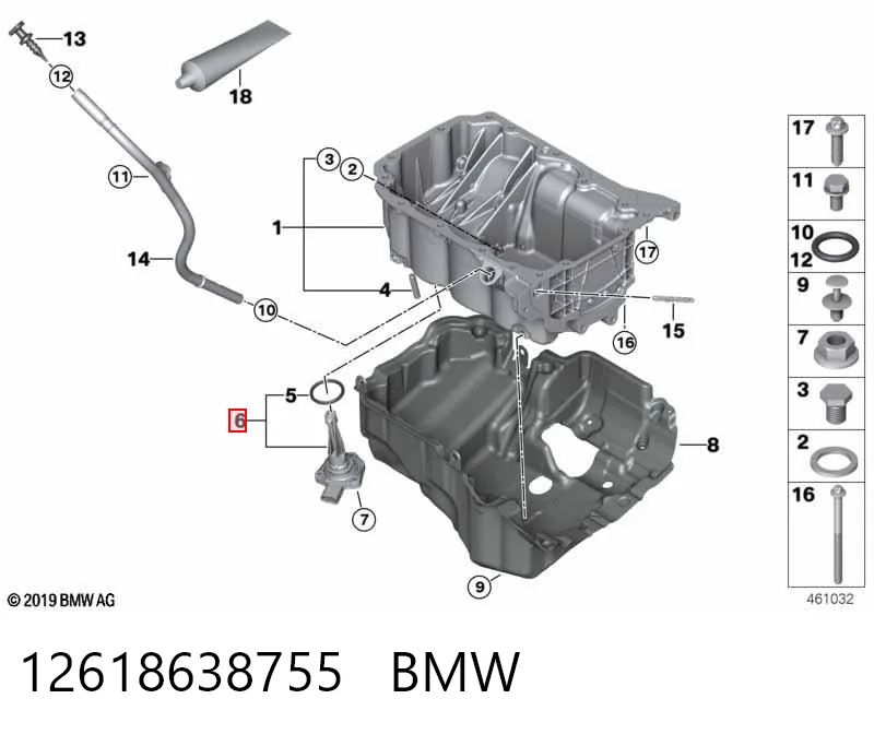 12618638755 BMW Sensor do nível de óleo de motor