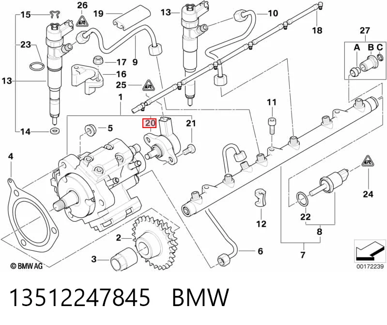 13512247845 BMW Válvula de regulação de pressão (válvula de redução da Bomba de Combustível de Pressão Alta) Common-Rail-System