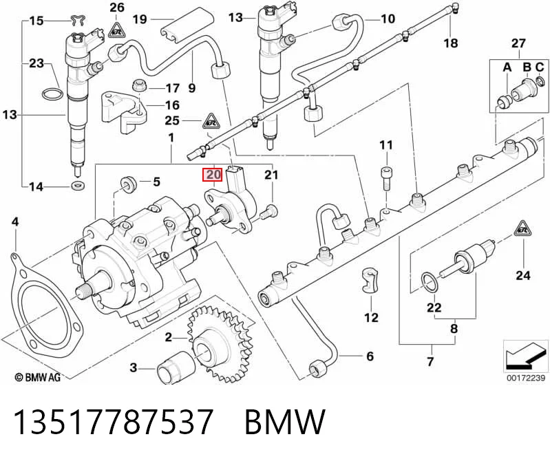 13517787537 BMW Válvula de regulação de pressão (válvula de redução da Bomba de Combustível de Pressão Alta) Common-Rail-System