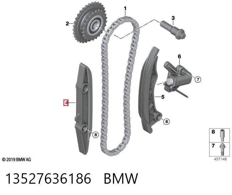 Amortecedor de cadeia do mecanismo de distribuição de gás, esquerdo BMW X4 G02, F98 ao melhor preço