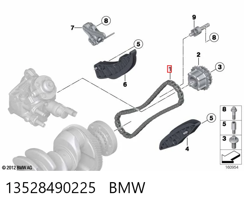 13528490225 BMW Cadeia inferior do mecanismo de distribuição de gás