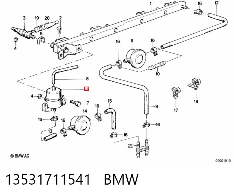 13531711541 BMW Regulador de pressão de combustível na régua de injectores