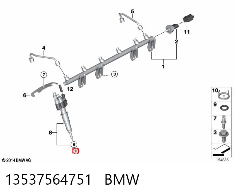 13537564751 BMW Anel (arruela) do injetor de ajuste