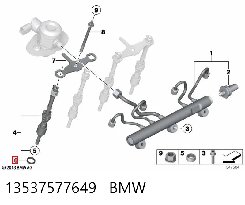 13537577649 BMW Anel (arruela) do injetor de ajuste