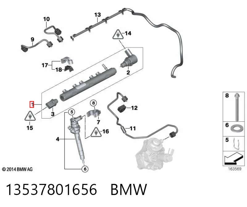 13537801656 BMW Acumulador hidráulico do freio do sistema