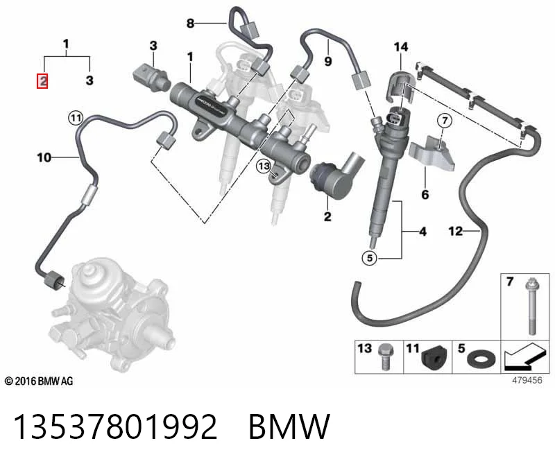 13537801992 BMW Regulador de pressão de combustível na régua de injectores