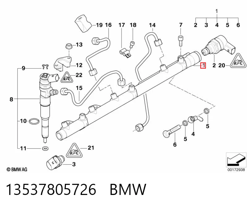 13537805726 BMW Distribuidor de combustível (rampa)