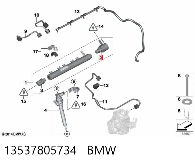 13537805734 BMW Regulador de pressão de combustível na régua de injectores