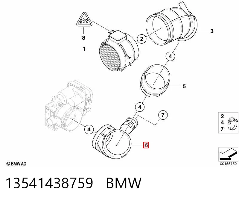 13541438759 BMW Cano derivado de ar, da válvula de borboleta
