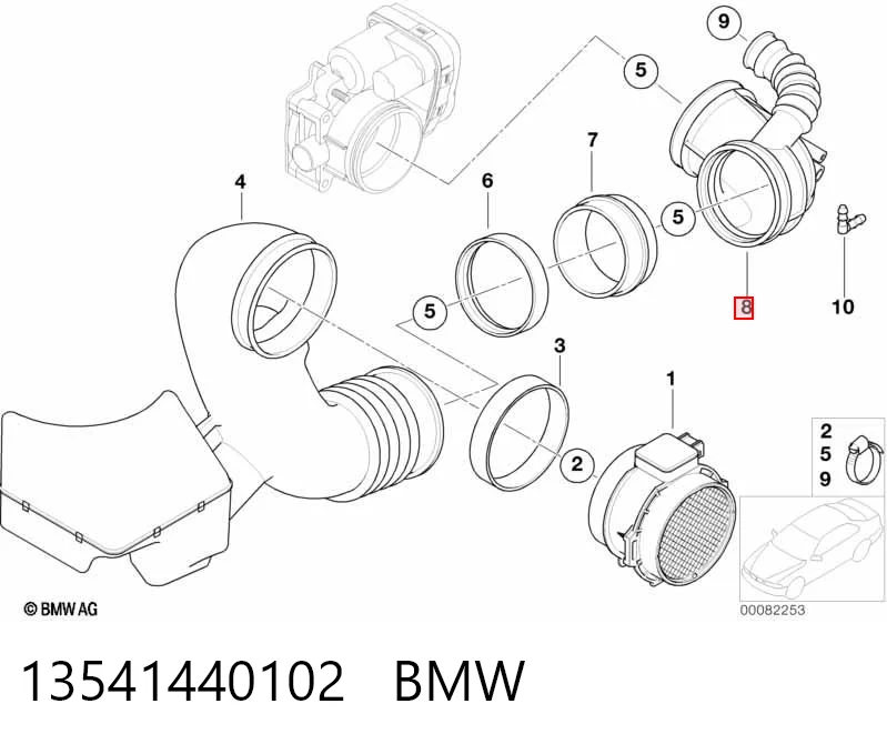13541440102 BMW Cano derivado de ar, da válvula de borboleta