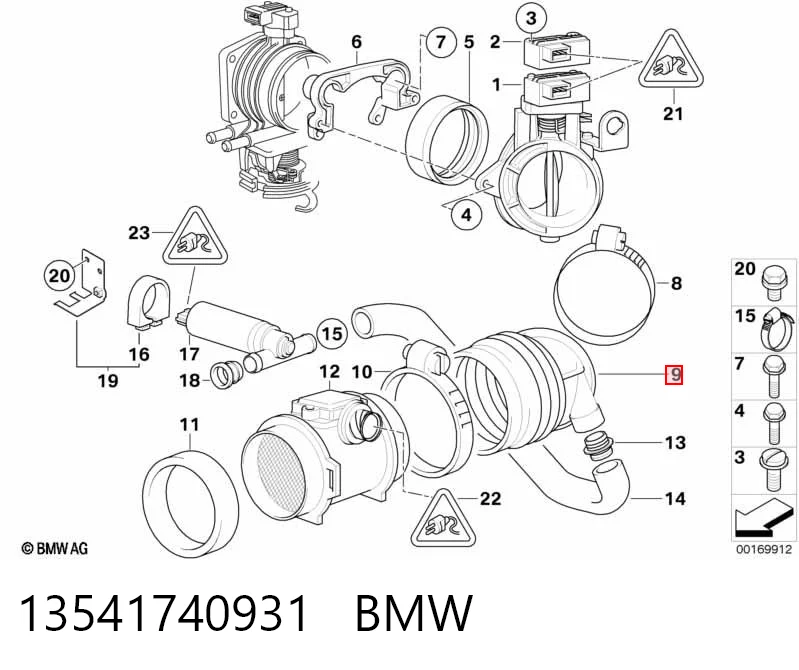 13541740931 BMW Cano derivado de ar do medidor de consumo do ar
