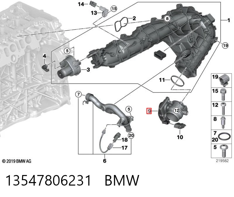 13547806231 BMW Válvula de borboleta montada