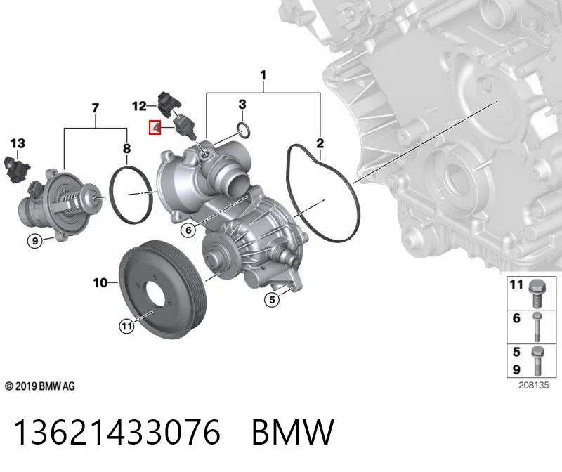 13621433076 BMW Sensor de temperatura do fluido de esfriamento