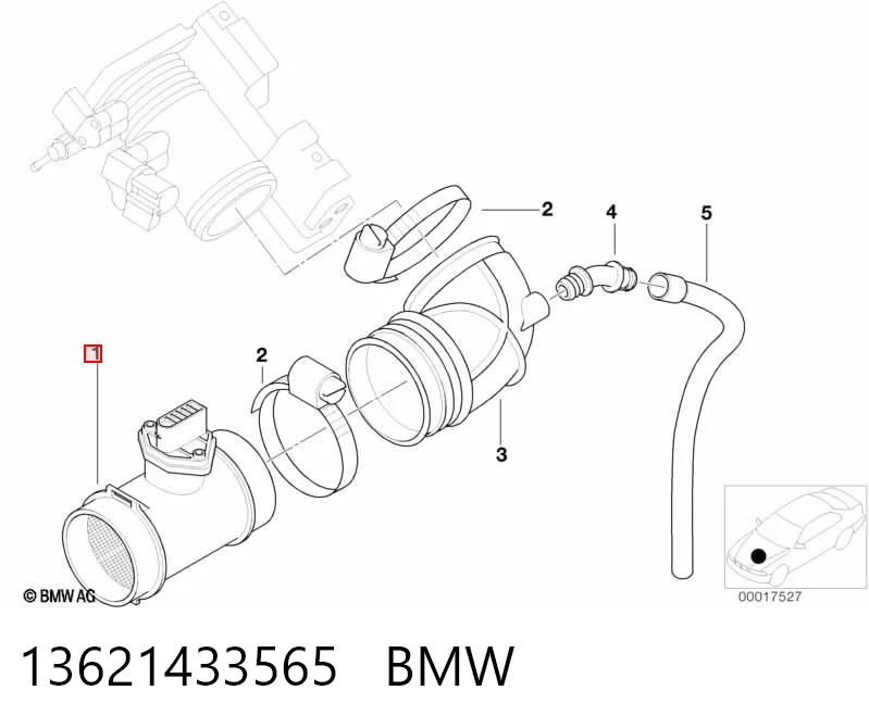 13621433565 BMW Sensor de fluxo (consumo) de ar, medidor de consumo M.A.F. - (Mass Airflow)